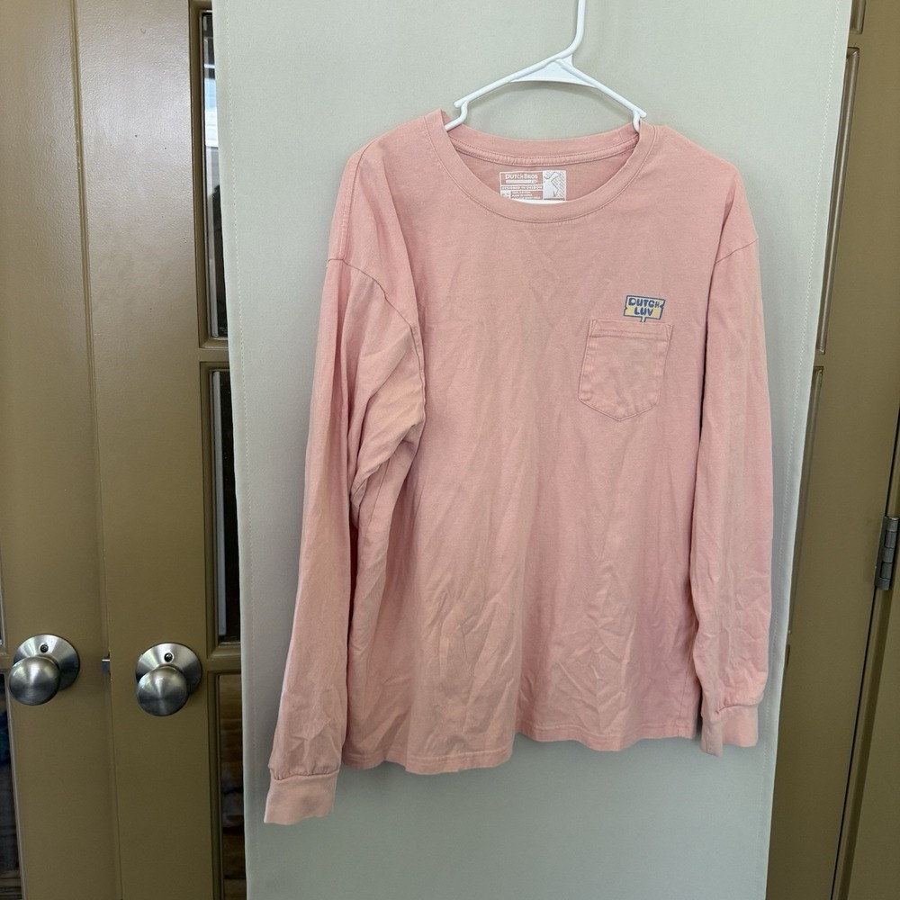 Dutch Bros Coffee Womens Medium Light Pink 90's Dutch Luv‎ Long Sleeve T-Shirt